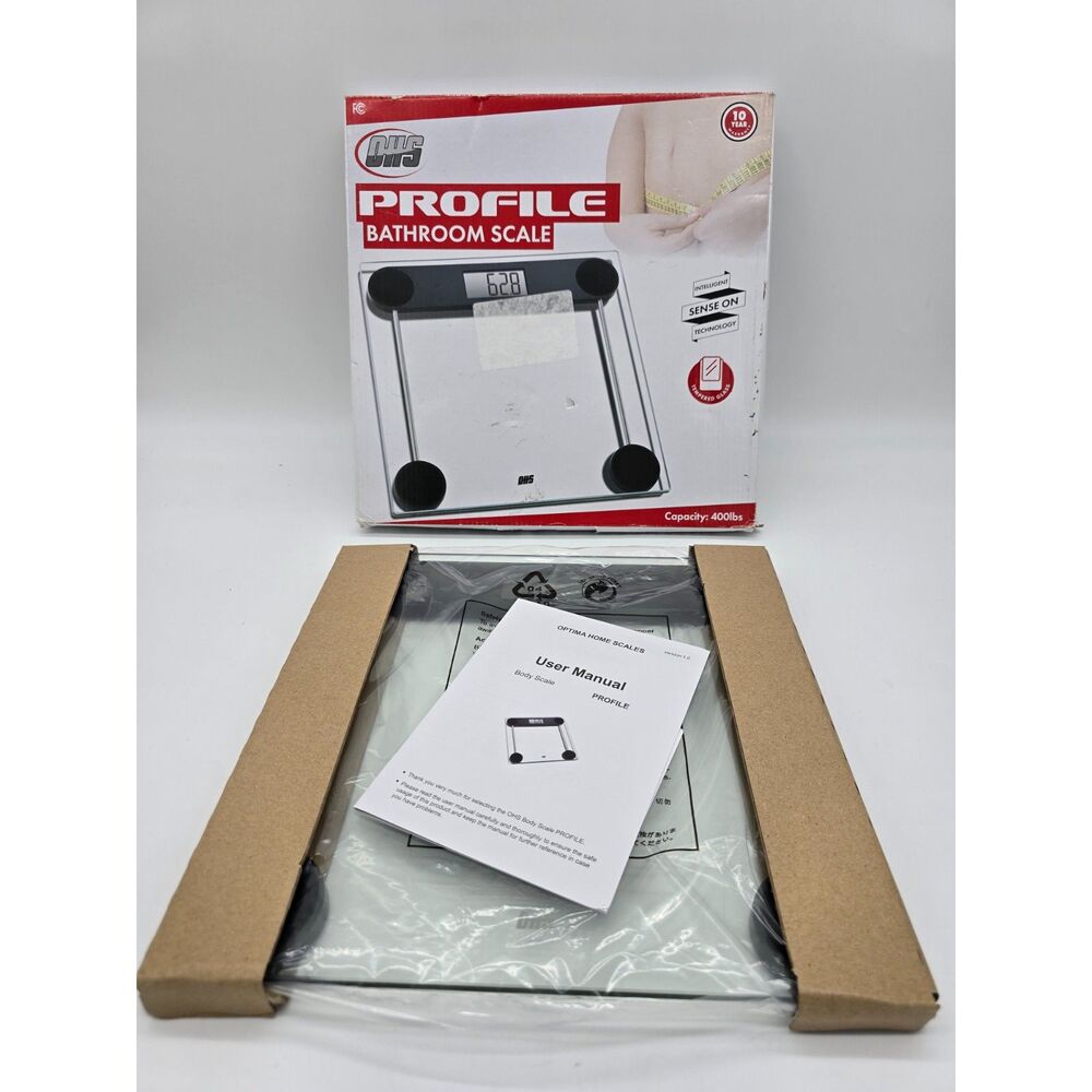 Optima Profile Digital Bathroom Scale "Sense Technology. Max Capacity 400lbs NWT
